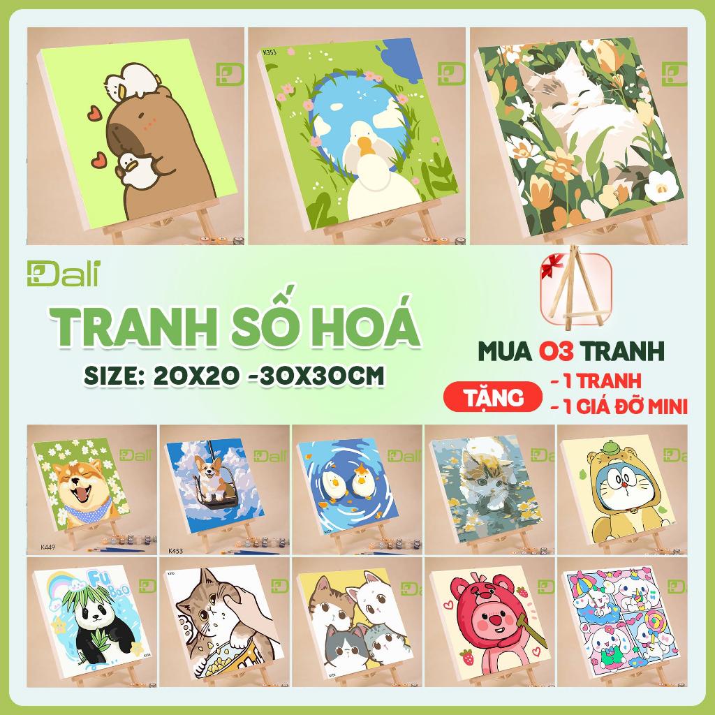Tranh sơn dầu tự tô màu số hoá cho trẻ em Doraemon, Loopy, Capybara, Kurumi Mua 3 tặng 1