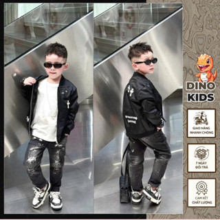  Áo khoác bé trai gió  hàng 2 lớp thêu logo cực nét - Áo khoác cho bé trai thêu logo phong cách boy phố 