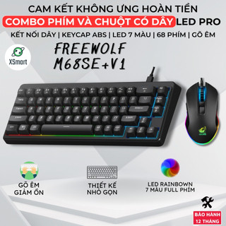  Combo Phím Chuột Có Dây Văn Phòng FreeWolf M68SE + V1 Led Pro Gõ Êm Thiết Kế Nhỏ Gọn Keycap ABS 