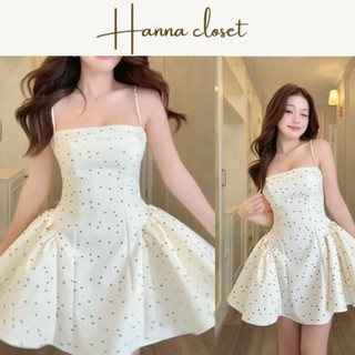 Chibi - Đầm 2 dây nữ kem chấm bi xòe ôm eo tôn dáng trẻ trung đi chơi đi tiệc dễ thương