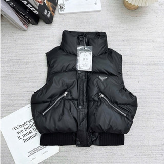 | XẢ LỖ | Áo phao gile nữ [QUẢNG CHÂU LOẠI 1] Thiết kế bo eo dây khóa Chất liệu da Áo phao lửng nữ