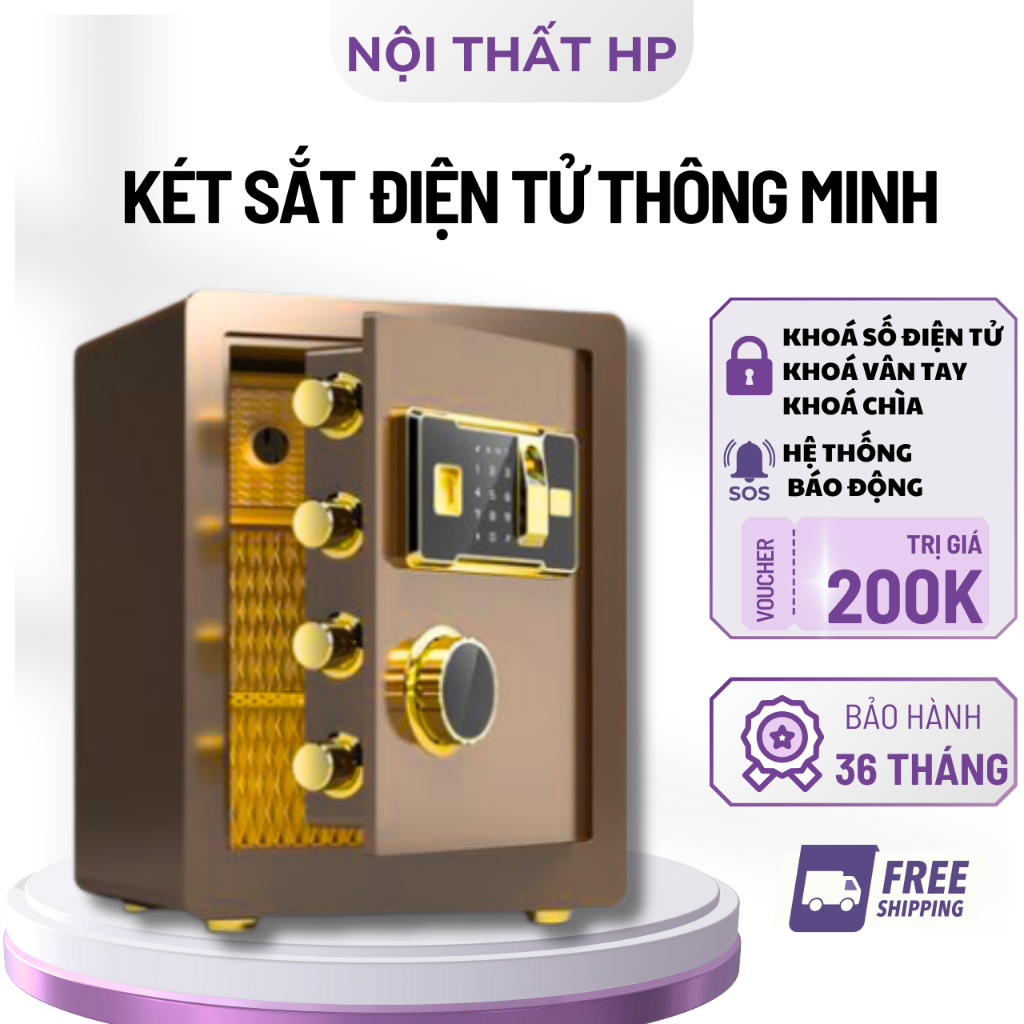 Két Sắt Điện Tử cao cấp khóa vân tay khóa số chống cháy bảo mật an toàn,két gia đình, két văn phòng 