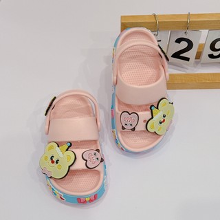 Dép bé trai gái 2 quai gắn charm Gấu Happy dép quai hậu cho bé viền đế cute đáng yêu 
