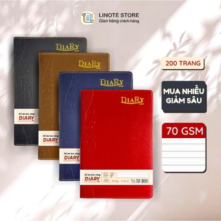  Sổ ghi chép bìa da góc tròn B5 DIARY DK8 giấy trắng dòng kẻ ngang định lượng 70gsm 200 Trang sổ tay văn phòng 