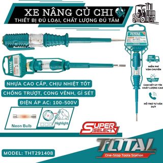 Bút thử điện AC 100-500V TOTAL THT291408/THT291908, kích thước 3 x 140mm