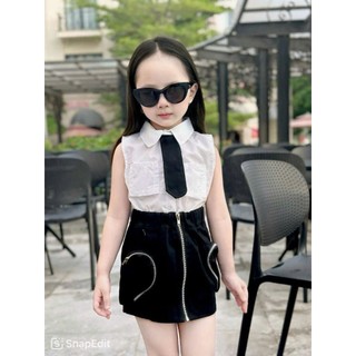  Bộ áo sơ mi chân váy ngắn cho bé kèm cà vạt đủ size từ 15kg đến 55kg 