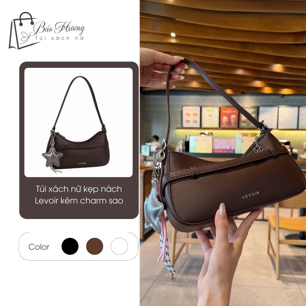Túi Xách Nữ Kẹp Nách Cầm Tay Size 24 Da Cao Cấp Hàng Đẹp QC (Tặng Kèm Charm Sao)