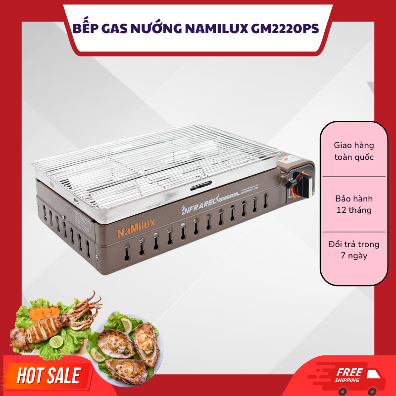 Bếp Gas Nướng Namilux GM2220PS, Bếp nướng hồng ngoại size to, phù hợp 4-8 người ăn, Tiện lợi