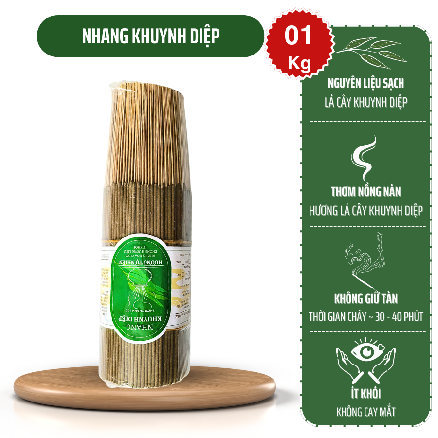 Nhang Khuynh Diệp thơm sạch tự nhiên - Nhang sạch thảo mộc làm từ bột lá cây khuynh diệp