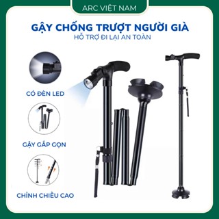  Gậy Chống Cho Người Già Dạng Gấp Gọn Có Kết Hợp Đèn Pin Đế Chống Trượt Hỗ Trợ Đi Lại Tiện Lợi An Toàn 