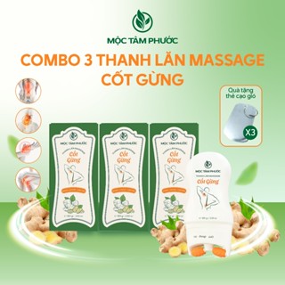   3 Chai  Thanh Lăn Massage Cốt Gừng Mộc Tâm Phước 100ml Hỗ Trợ Cải Thiện Nhức Mõi Lưng Cổ Vai Gáy Tặng 3 Thẻ Cạo Gió 