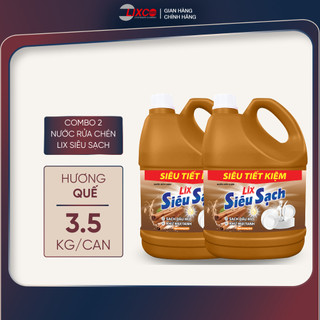  Combo 2 Nước rửa chén LIX 7KG siêu sạch hương chanh trà xanh quế bưởi làm sạch vết bẩn dầu mỡ không hại da tay 