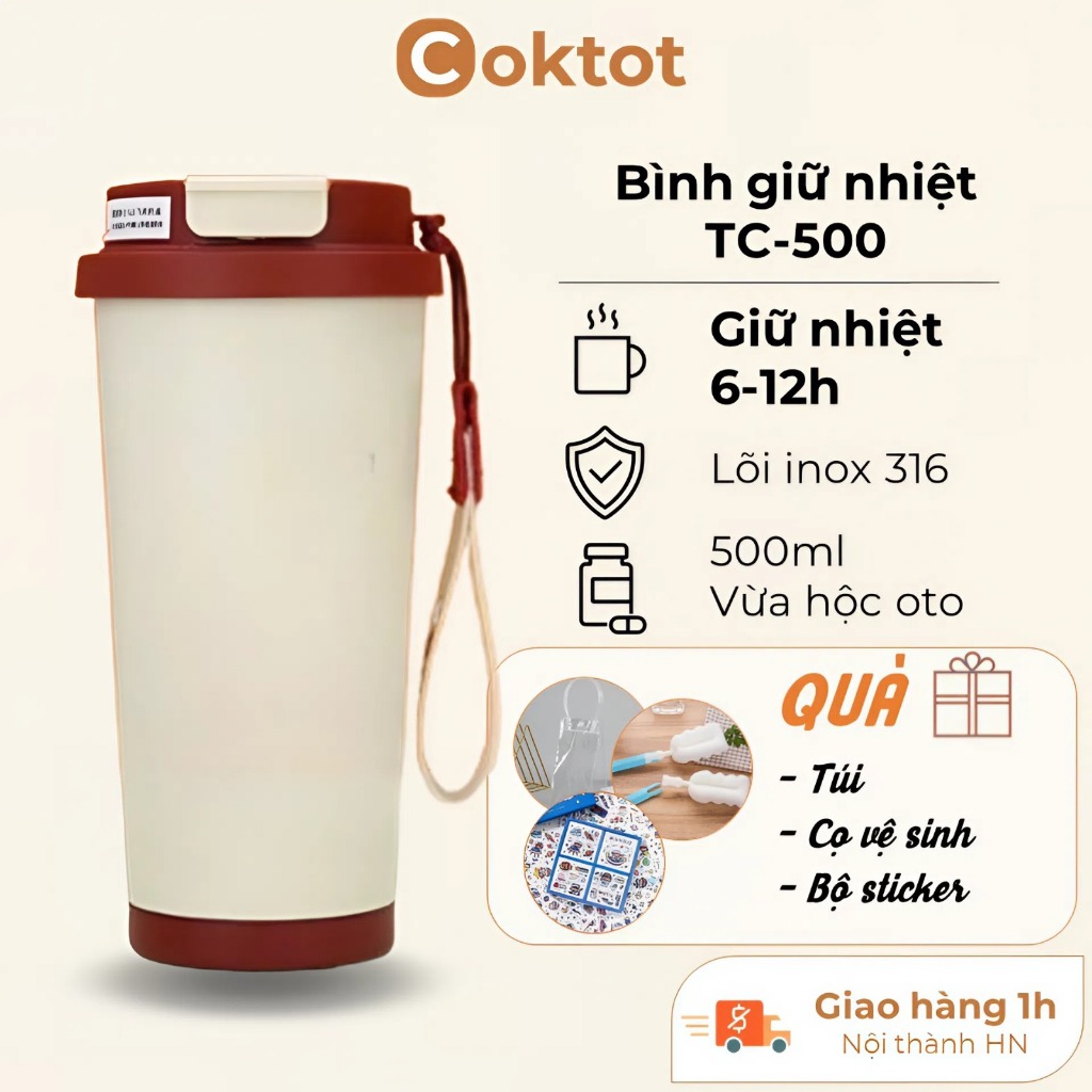 Bình giữ nhiệt có ống hút, cốc giữ nhiệt inox 316 cao cấp giữ nhiệt nóng lạnh 6-12H, dung tích 500ml mang đi học, đi làm | BigBuy360 - bigbuy360.vn