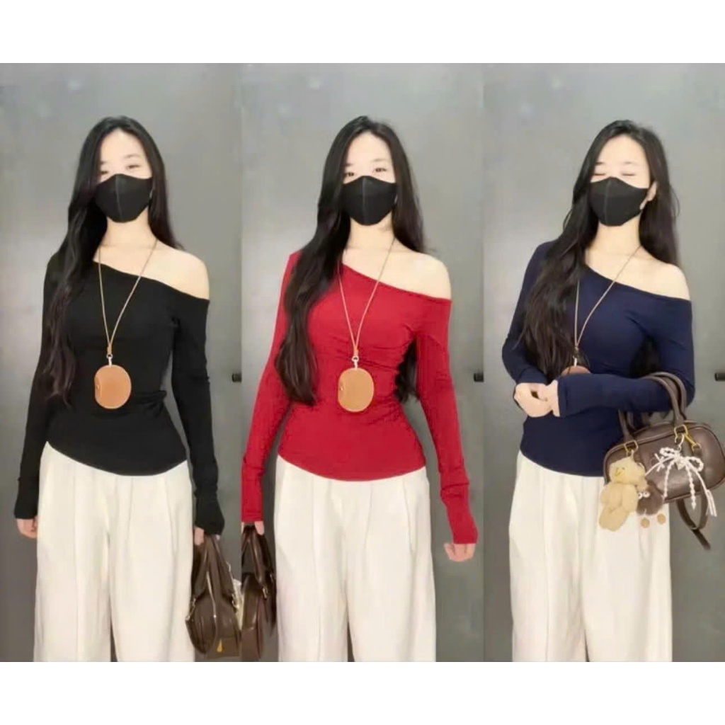 Áo Trễ Vai Dài Tay Nữ, Áo Lệch Vai Form Ôm Body Quyến Rũ Vải Thun  Dầy Dặn Mềm Mại Co Dãn-ALASAVA | BigBuy360 - bigbuy360.vn