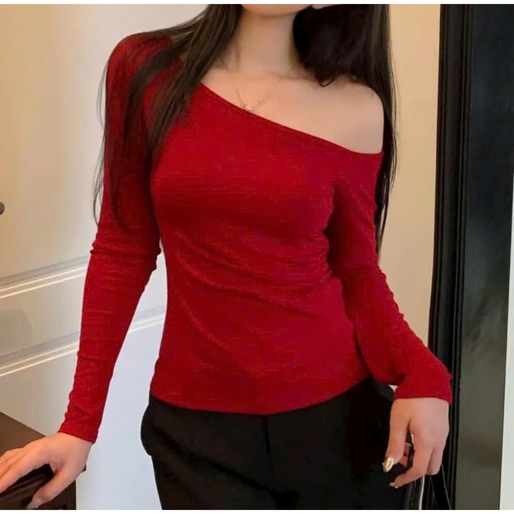 Áo Trễ Vai Dài Tay Nữ, Áo Lệch Vai Form Ôm Body Quyến Rũ Vải Thun  Dầy Dặn Mềm Mại Co Dãn-ALASAVA | BigBuy360 - bigbuy360.vn