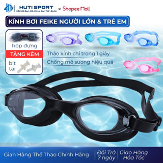 Kính Bơi Người Lớn Trẻ Em Kèm Hộp + Mút Tai, Mắt Kiếng Bơi Nam Nữ Feike Fk1800 Chống Nước Sương Mù