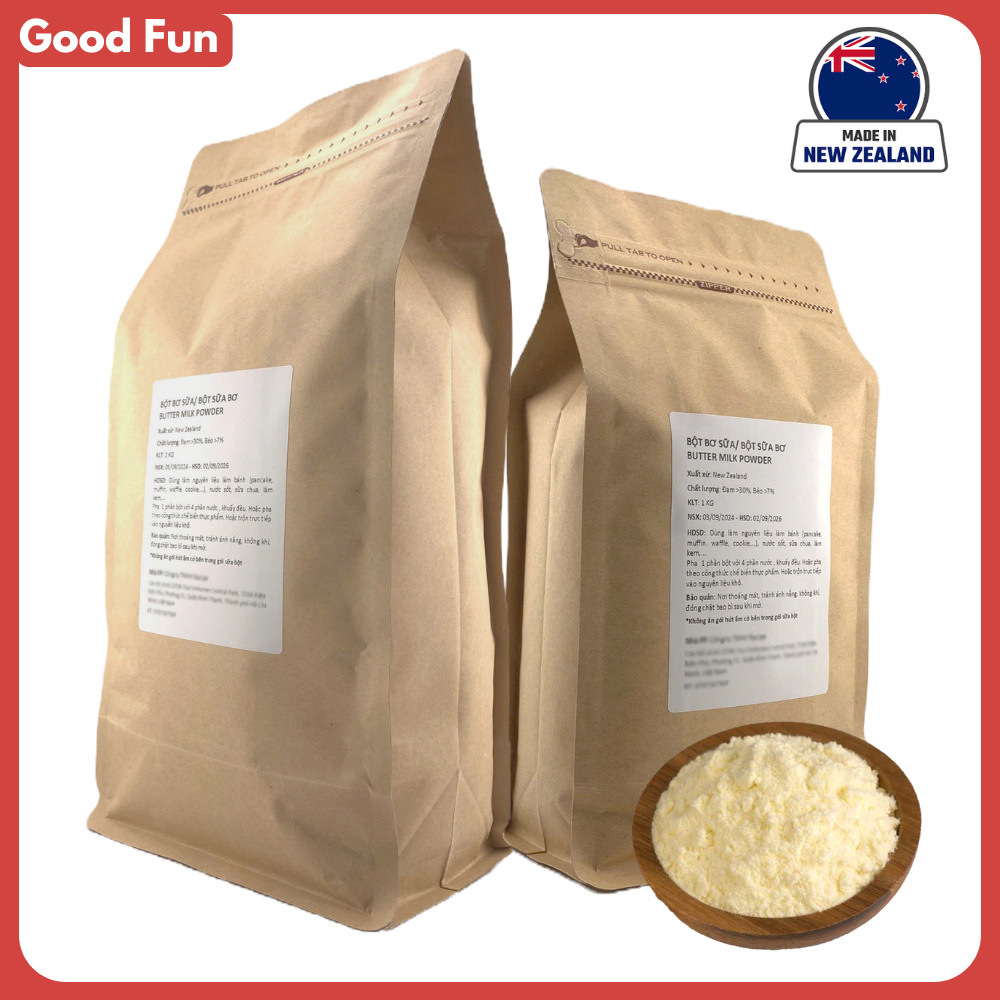 BỘT BƠ SỮA, KEM SỮA BƠ LÀM BÁNH 1 KG BUTTER MILK POWDER CAO CẤP FONTERRA NEW ZEALAND