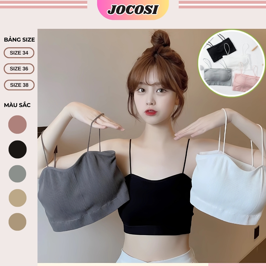 Áo bra nữ 2 dây học sinh đẹp hở lưng, áo lót nữ cotton không gọng mềm mại thoáng mát JOCOSI B7719