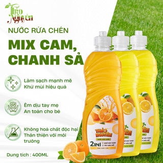  Combo 3 chai nước rửa chén Thảo nguyên 400 ml – hương sả chanh   cam  – hỗ trợ giảm mùi tanh – sạch dầu mỡ 