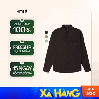 Áo Sơ Mi Nam Regular Pocket Detail 4MEN SM118, vải đũi xước mềm mại, thoáng mát, công sở, thanh lịch