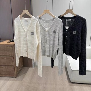   Bigsize 55-100kg  Áo Khoác Len Tiêu Cardigan Nữ Thêu Chữ 