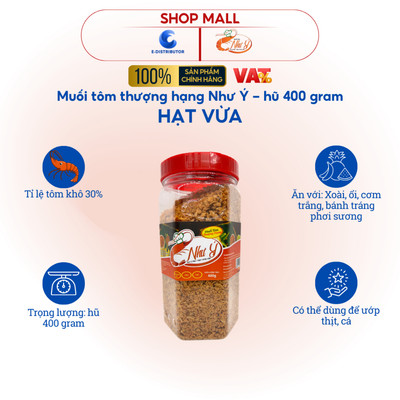 [HỎA TỐC] Muối tôm thương hạng Như Ý hạt vừa - hũ 400 gram - Hàng chính hãng