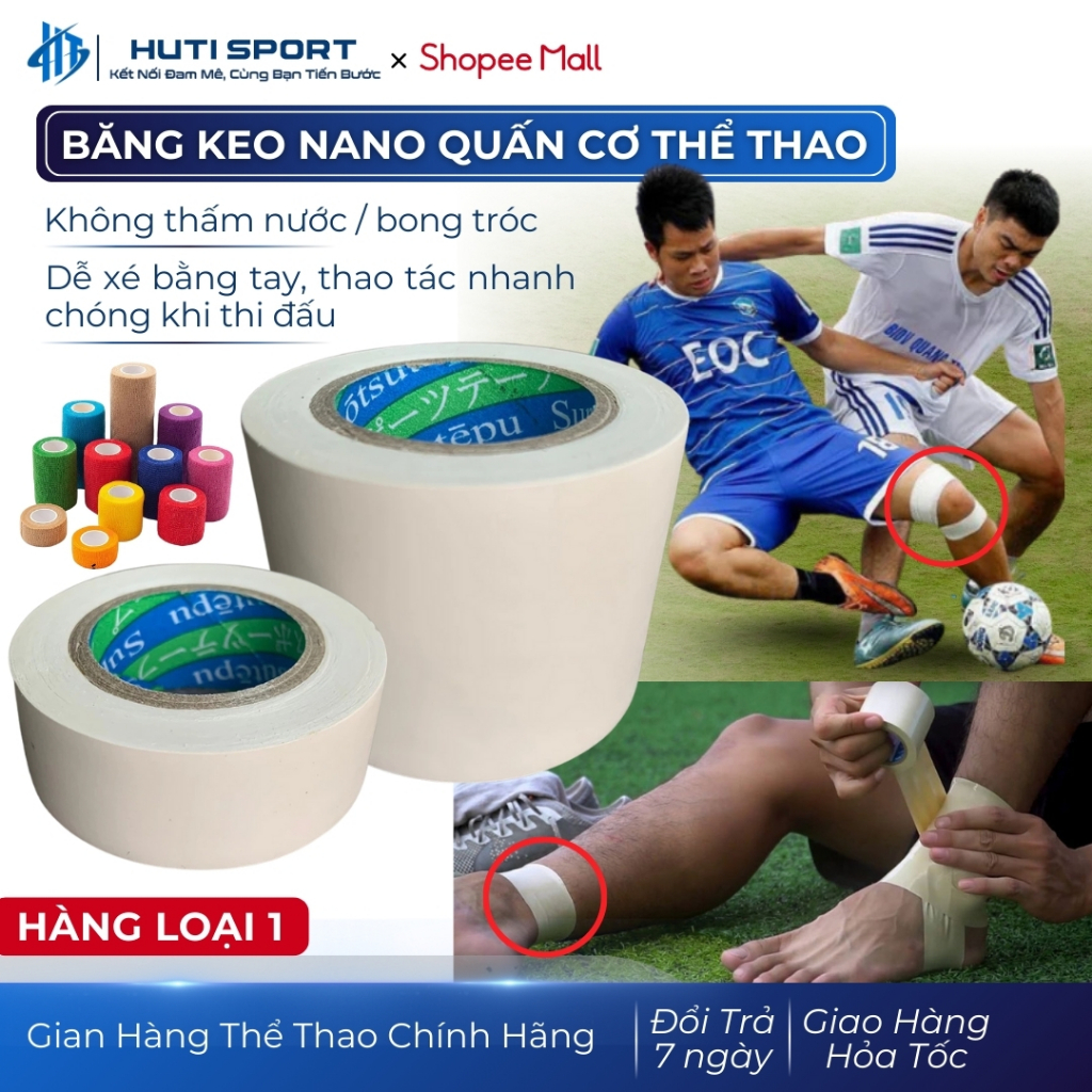 Băng Keo Nano Quấn Cơ Thể Thao, Băng Quấn Cổ Tay Chân Thi Đấu Tập Luyện Đá Banh Chống Chấn Thương