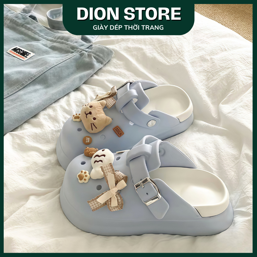Dép nữ kín mũi họa tiết Mèo Cá đế cao EVA chống trượt thoáng khí thời trang phong cách hotrend Hàn Quốc DIONSTORE