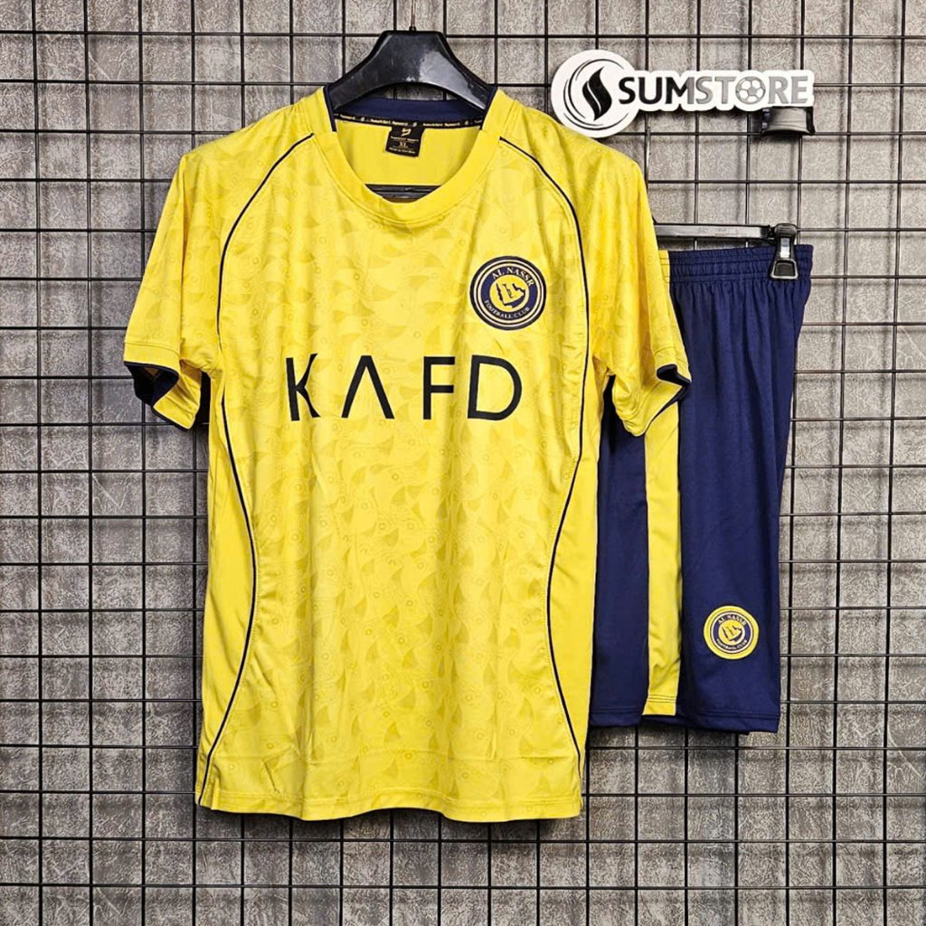 Áo Đấu Bóng Đá Al Nassr Vàng Sv 2025 . Chất Thun Lạnh Mát Mịn