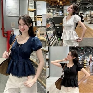  Áo babydoll linen bigsize nữ kiểu xinh tay phồng tiểu thư công chúa bo thân nơ ngực xinh xắn A304 