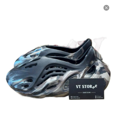 VT Storee Dép YZ Foam Runner Đen Xanh Loang Size Mẫu Sneaker Độc Đáo