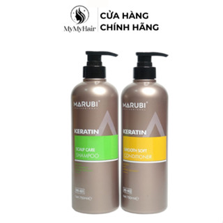  Dầu Gội Xả KERATIN MARUBI 750ml Cặp Dầu Gội Xả Phục Hồi Hư Tổn Giảm Rụng Tóc Chính Hãng 