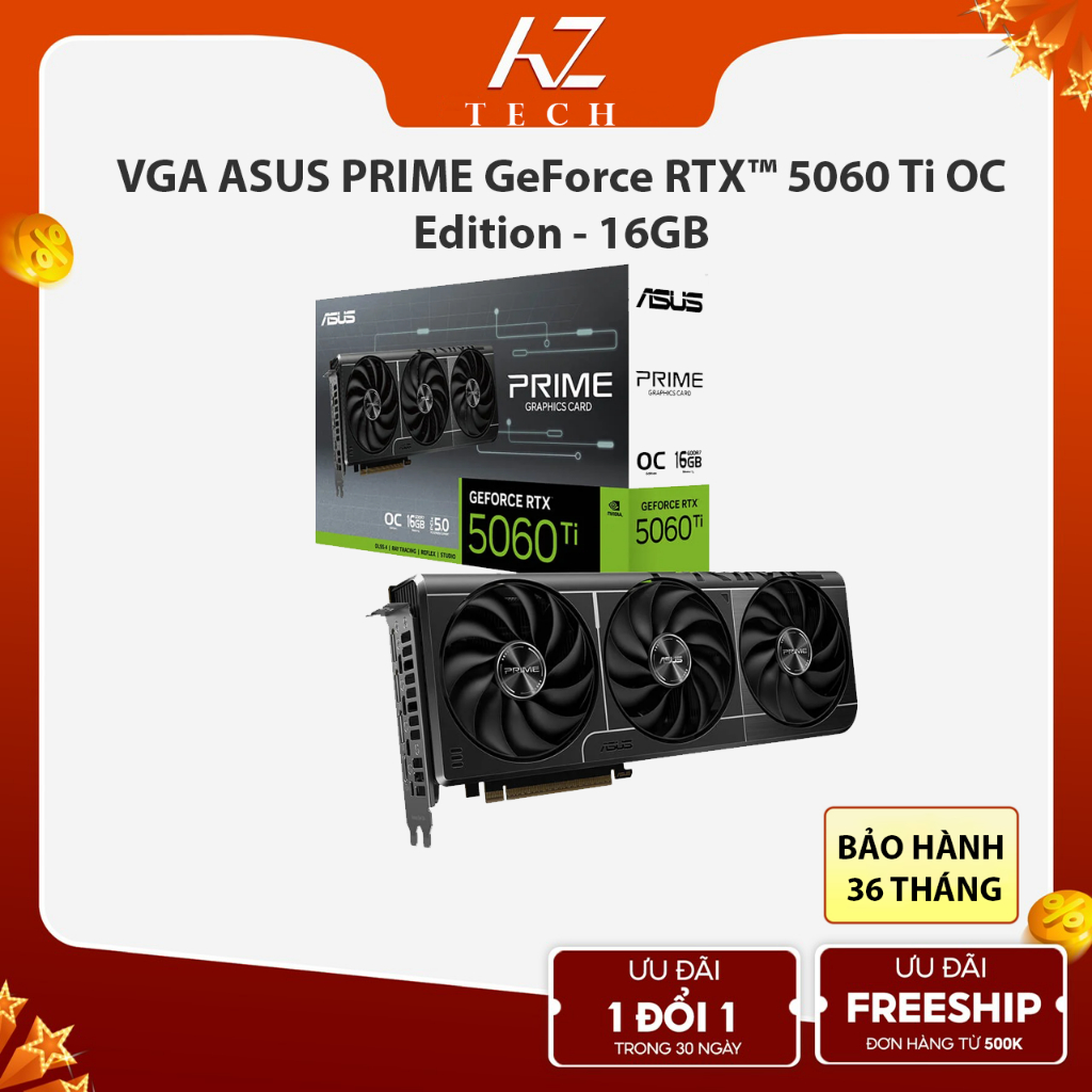 VGA ASUS PRIME GeForce RTX™ 5060 Ti OC Edition - 16GB - Chính Hãng Bảo hành 36 tháng