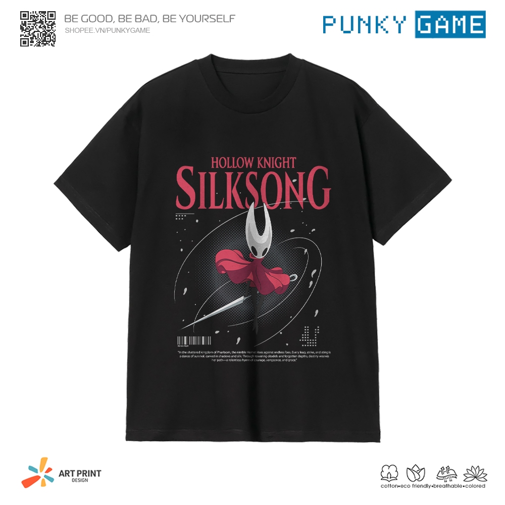 Áo thun Unisex Gaming Hollow Knight Silk Song Art Cotton 100% ngắn tay