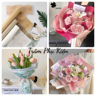  Cuộn Giấy Kraft Kéo Sợi LƯỚI TỔ ONG Phong Cách Hàn Quôc Dài 53cm x 10Y 