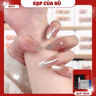  Đ277 Móng tay giả ngắn form oval bộ 30 móng sơn gel mắt mèo tráng gương ngọc trai làm nail nail tinh tế nail slay 