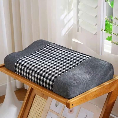 Gối cao su non vỏ kẻ hàn quốc, gối giảm đau mỏi vai gáy, kích thước 30x50, giúp hỗ trợ cổ, ngủ ngon hơn