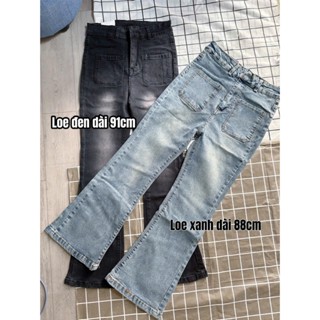   Loe Nấm 88cm  Quần Jean Cho NẤM LÙN Ống Loe 9 Tấc 90cm Nữ Túi Ngược Lưng Cao Co Giãn 1m40 1m45 1m48 1m50 Y2K 