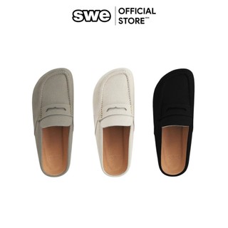 Dép Da Bít Mũi Unisex Local Brand SWE WORK SLIDES - Đen/Xám/Kem