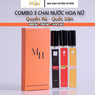 COMBO 3 Nước Hoa Nữ [ Good Girl Ngọt Sang - Trà Xanh Luxury - Phấn Nhẹ ] 10ml Cosmetic Perfume