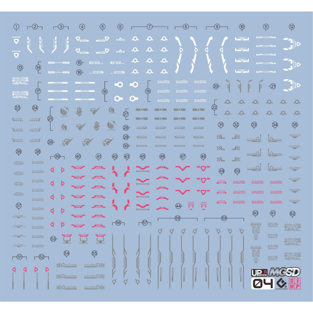 Đề can - Decal nước cho mô hình lắp ráp MGSD Aerial Gundam