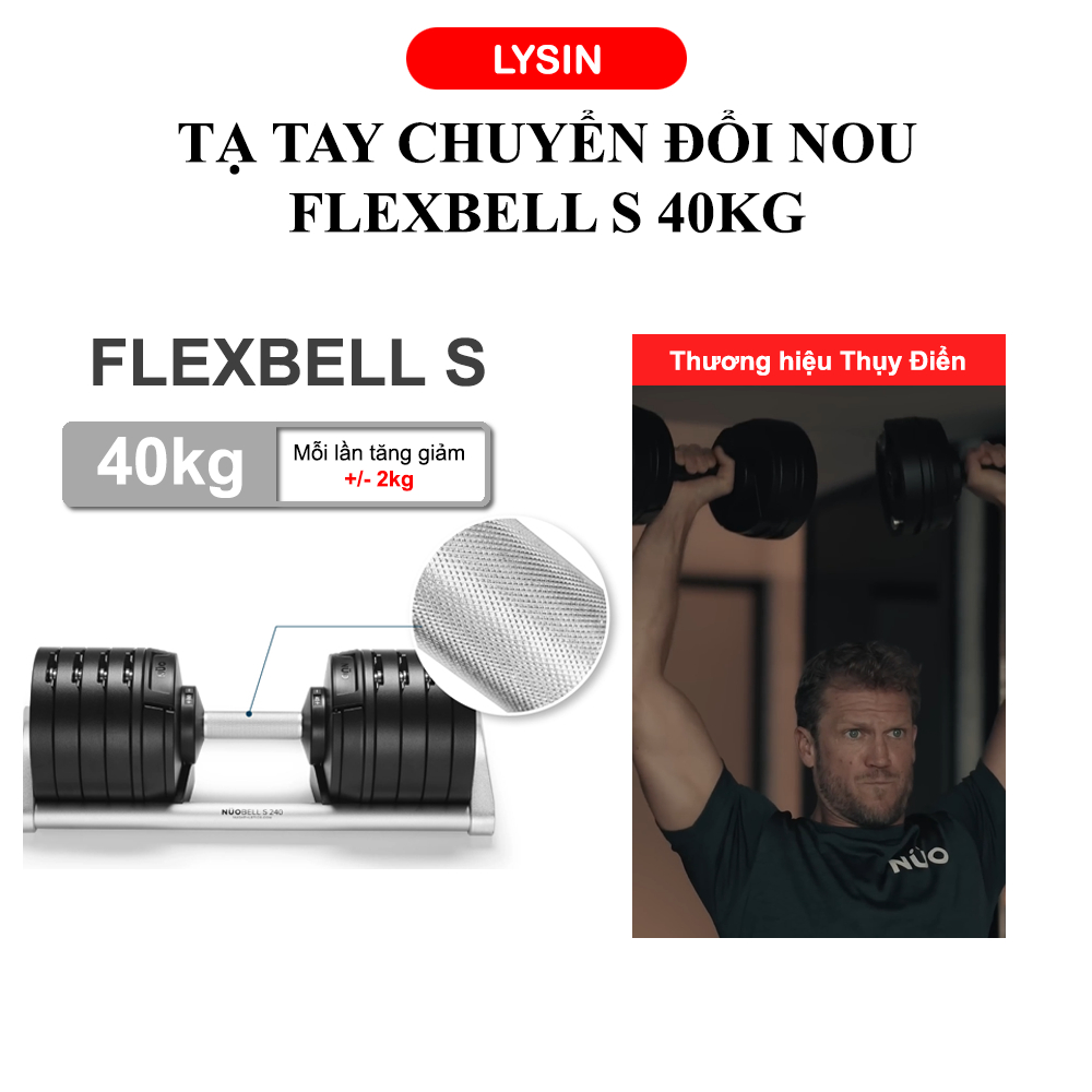 Nuobell - Tạ dumbbells 40Kg Điều Chỉnh 20 Mức – Tay Cầm Khắc Vân, Phù Hợp Gym, Tập Luyện Tại Nhà