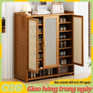 Tủ giầy tre bằng vật liệu mây 5-8 tầng Sức chứa lớn tủ đựng giày dép gỗ tre kệ giày phòng trừ mối