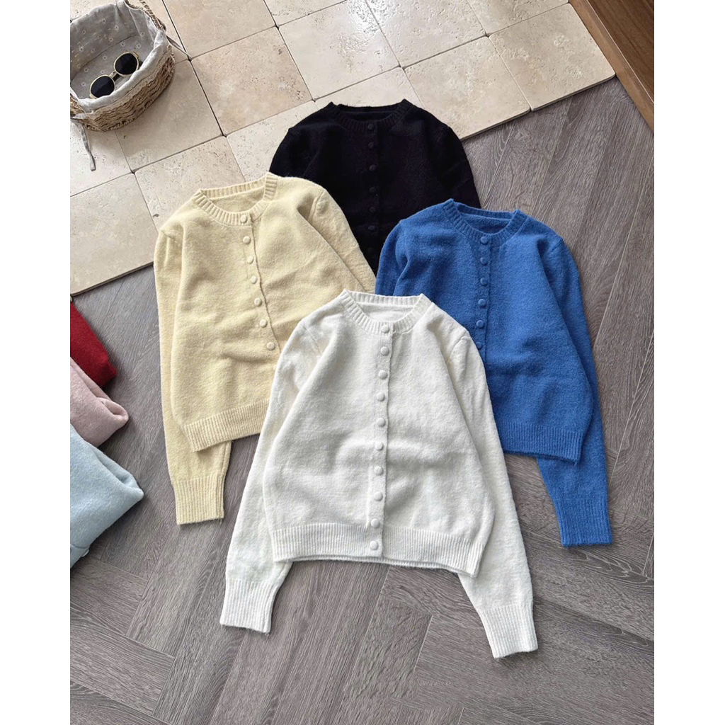 (Hàng QC L1 sẵn) Áo cardigan len lông thỏ mịn chất dày dặn CÚC BỌC tone màu pastel nhẹ nhàng phù hợp cho mùa đông lễ tế | BigBuy360 - bigbuy360.vn