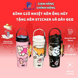  Bình giữ nhiệt Inox 316 chống gỉ dung tích lớn 720ml Cốc giữ nhiệt 2 đầu vòi uống tặng kèm phụ kiện 