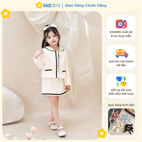 (Chính hãng KIDDIMI) Set dạ cao cấp tiểu thư sang chảnh cho bé gái - TINA SET