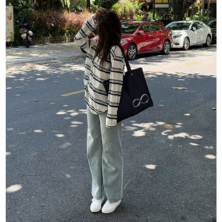 (TẶNG KÈM NỊT NÂU) Quần jeans nữ xanh nhạt ống đứng gấu to kèm nịt Q7575