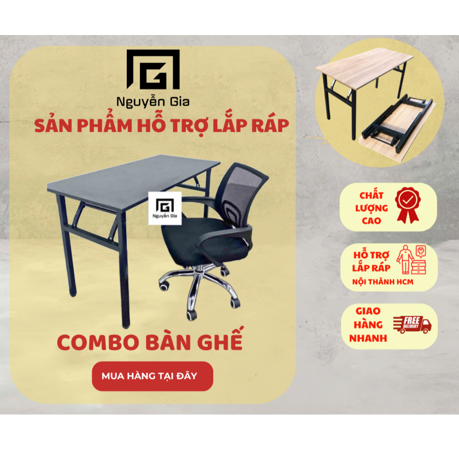 [ HỎA TỐC HCM] combo bàn làm việc xếp gọn 1m2 và ghế w1 chắc chắn tiết kiệm diện tích | BigBuy360 - bigbuy360.vn
