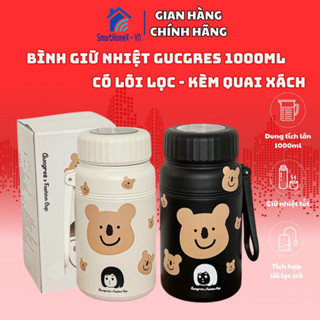  Bình Giữ Nhiệt Gucgres 1000ml Có Quai Xách Nắp Vặn Kèm Lõi Lọc Trà Giữ Nóng Lạnh Lâu Tiện Mang Đi Học Đi Làm 