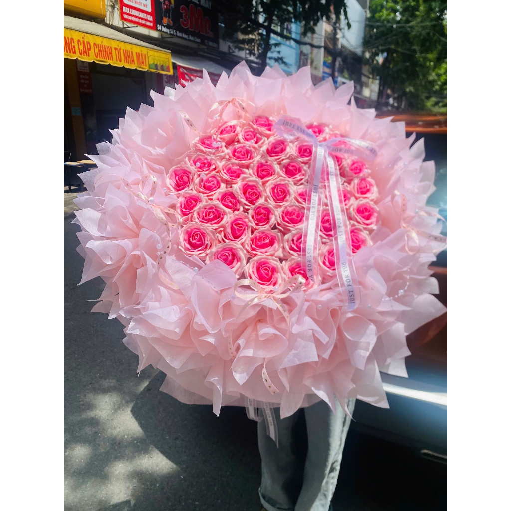 MS909 - Bó hoa sáp 40 bông Tone Hồng Lãng Mạn Dành Tặng Cho Người Thương